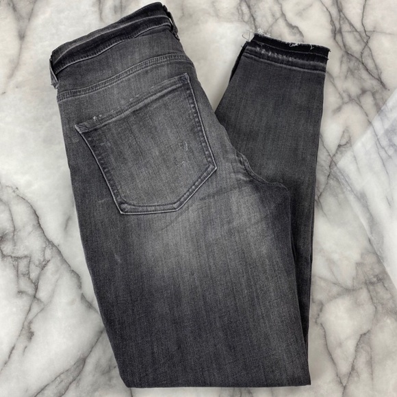 EXPRESS HIGH RISE DENIM PERFECT ANKLE JEAN LEGGINGS, Distressed gray | Sz 2L - Picture 4 of 12